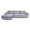 ATY L Shape Velvet Sectional Sofa, Futon Corner Couch Chaise with Metal Legs and Removable Cushions Perfect for Living Room, Left Hand Facing, Grey