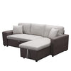 Reversible Sleeper Sectional Sofa Bed for Living Room,Multi-Function Sofa Bed L-Shape Couch with 2 Stools & Storage & 2 Pillows (Brown)