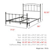 Leggett & Platt Sanford Complete Metal Bed and Steel Support Frame with Castings and Round Finial Posts, Matte Black Finish, King