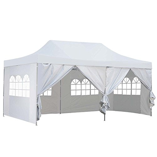 Photo 1 of 10x20 Ft Pop up Canopy Party Wedding Gazebo Tent Shelter with Removable Side Walls White