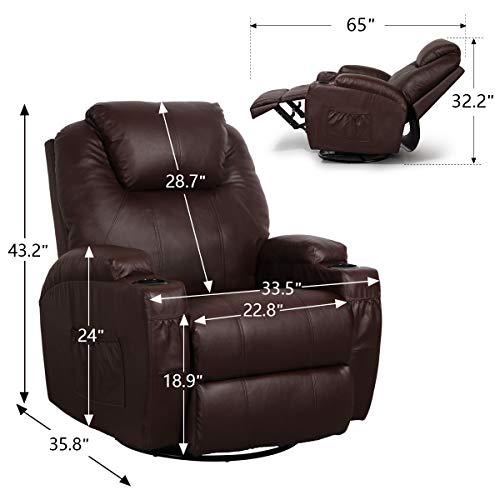 esright massage recliner chair heated pu leather ergonomic lounge