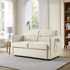kupet Convertible Sleeper Sofa Loveseats Pull-Out Beds Adjustable Back and Two Arm Pocket, Beige