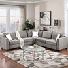 Merax Sectional Couch Sofa for Home and Apartment, be Made of Modern Fabric Materials, 4-Seat, 3 Pillows Included, L Shape-Grey