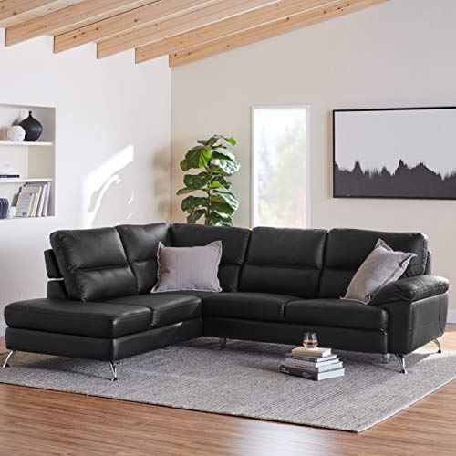 cortesi home leather sectional sofa with left chaise lounge