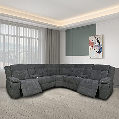 gray fabric reclining sectional