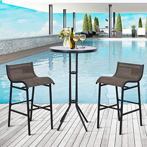 outsunny 3 piece bar outdoor patio pub table chairs set