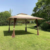 Outdoor Pop-up Canopy Tent,Patio Folding Gazebo Canopy Tent with Corner Curtain,Suitable for Backyard,Party,Camping-Coffee 13x13ft