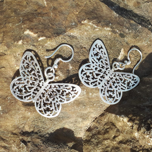 Sterling Silver Butterfly Cut Out Earrings