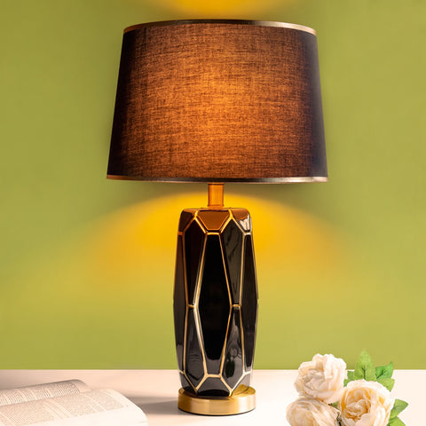 Carter Faceted Body Ceramic Table Lamp - Black