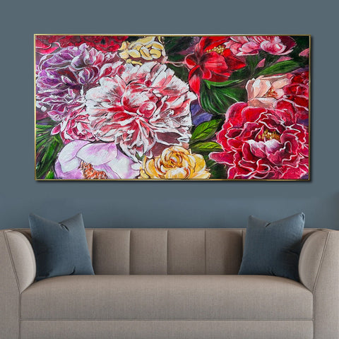 Floral Serenade Handpainted Wall Painting