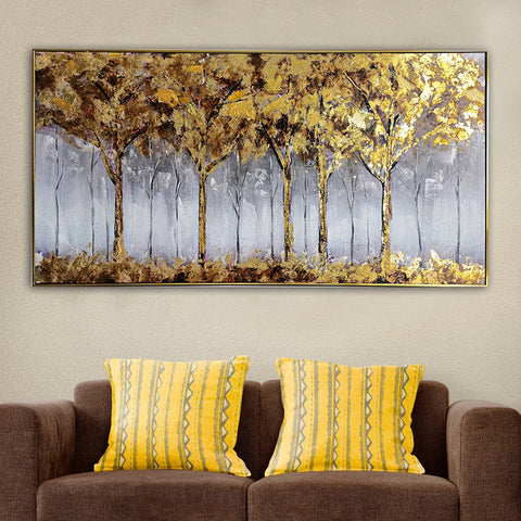 Golden Reflections 100% Hand Painted Wall Painting
