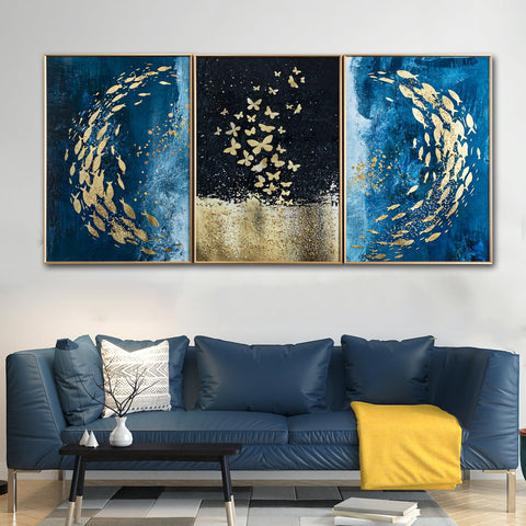 Into the Blue Framed Crystal Glass Painting