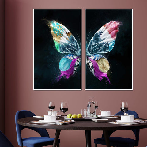 Reno neon 3 D Butterfly Framed Canvas Print