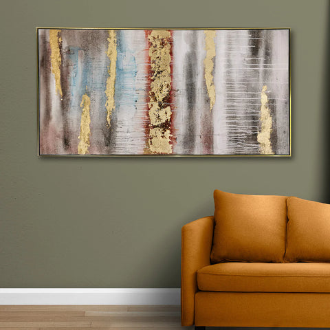 The Grand Canyon Pink and Gold Foil Abstract 100% Hand Painted Wall Painting
