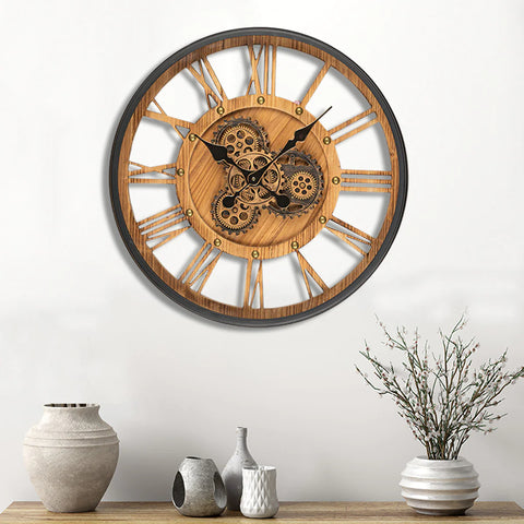 The Roman Times Antique Wall Clock With Moving Gear Mechanism