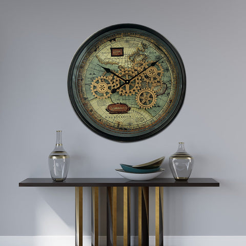 Timeless Tradition Wall Clock With Moving Gear Mechanism