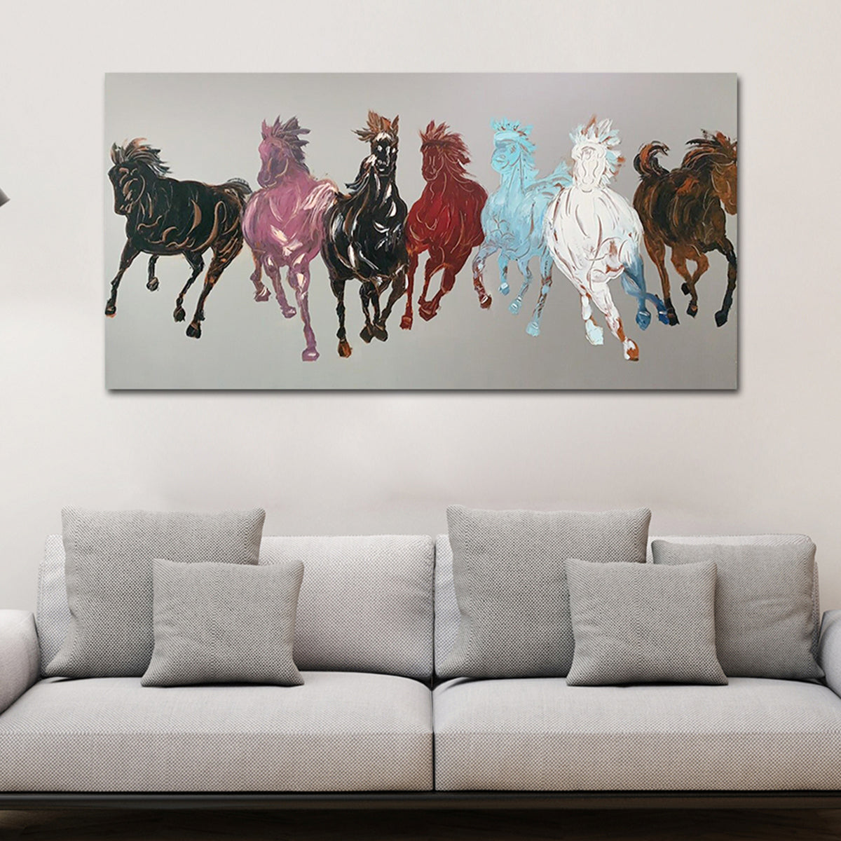 Buy Online Seven Running Horses Hand Painted Wall Painting Dekor Company