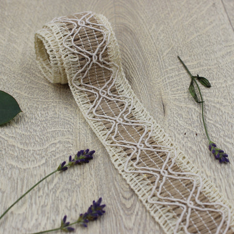 8365 40mm Jute Braid with Diamond Applique Design £1.71 per metre