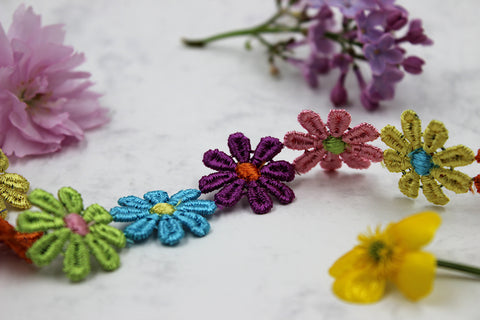 Rainbow Daisy Flower Braid 25mm 8927