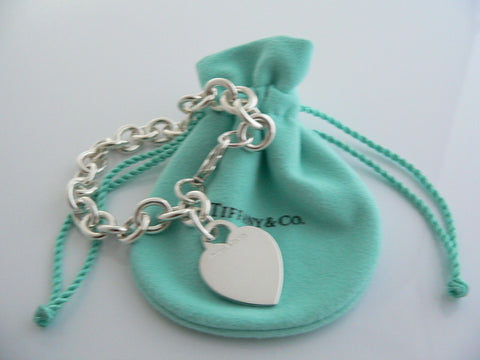 Tiffany & Co Silver Return to Tiffany Heart Tag Bracelet Bangle 8.5 inch Longer