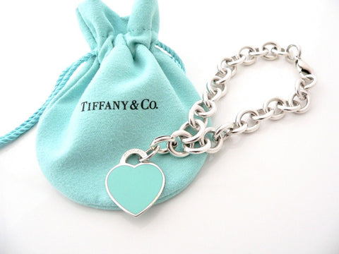 Tiffany & Co Silver Blue Enamel Gift Box Bracelet Bangle Charm Clasp Gift  Pouch
