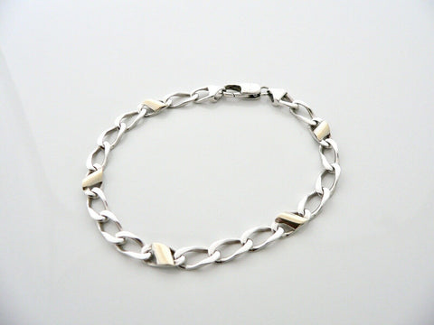 Tiffany & Co Silver Stars Link Bracelet Bangle 7.5 In Chain Longer Length  Gift