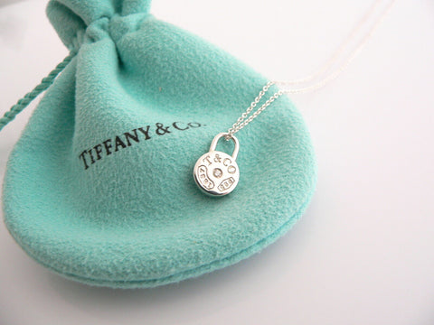 Tiffany & Co Silver Diamond Locks Padlock Necklace Pendant 18 in Chain Gift Love