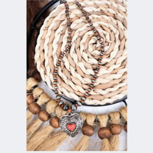 Heart Pendant Necklace with Beaded Chain - Edy's Treasures