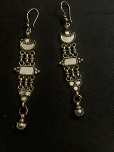 Silver White Glass Earrings