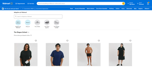 Adaptive on Walmart page