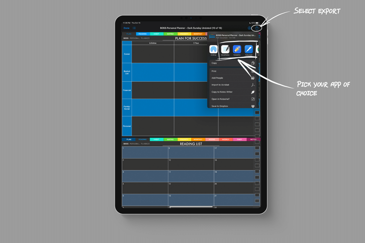 digital planning for beginners - importing planner into Goodnotes on iOS iPad