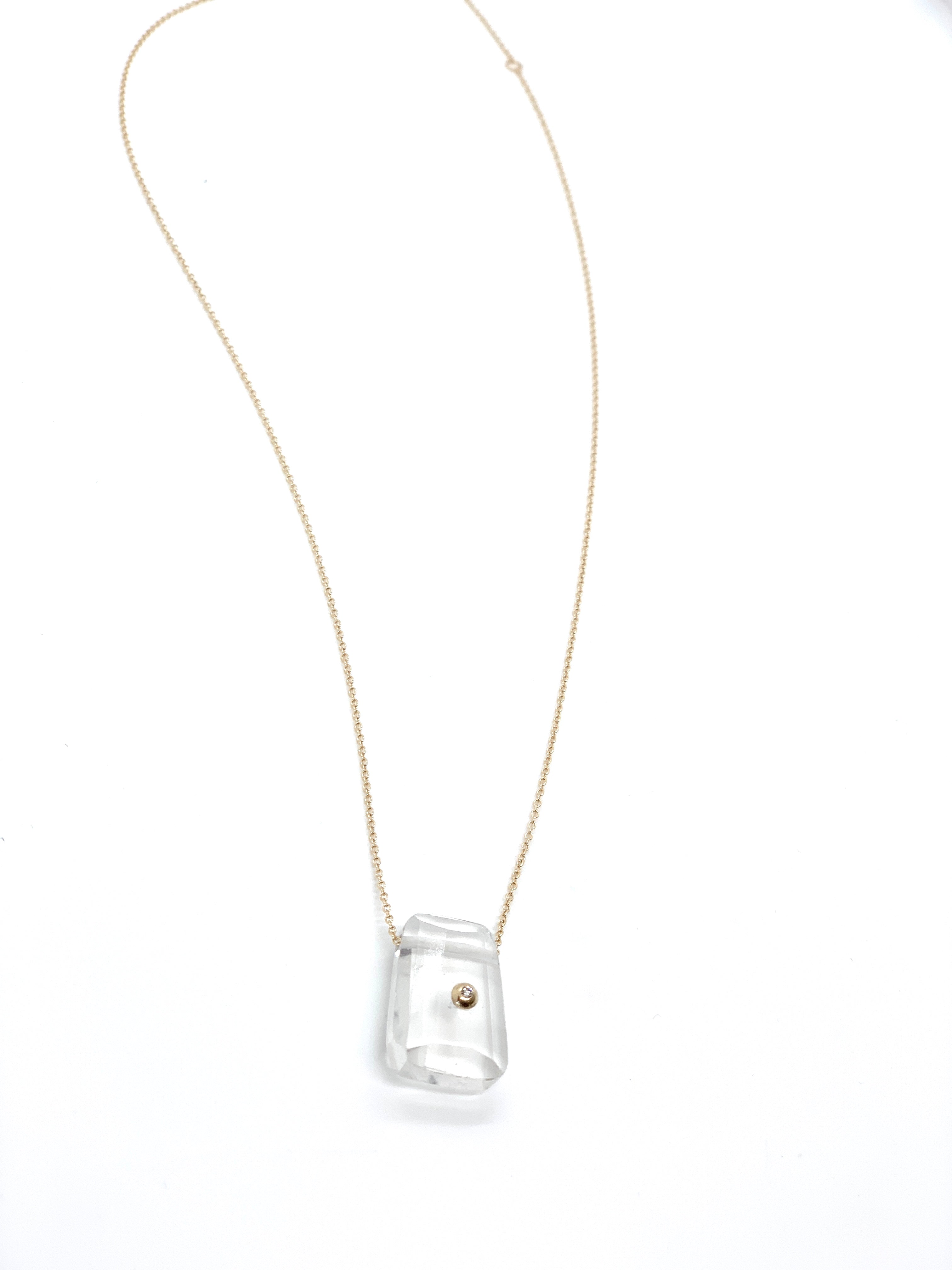 Diamond Accent Rock Quartz  Necklace