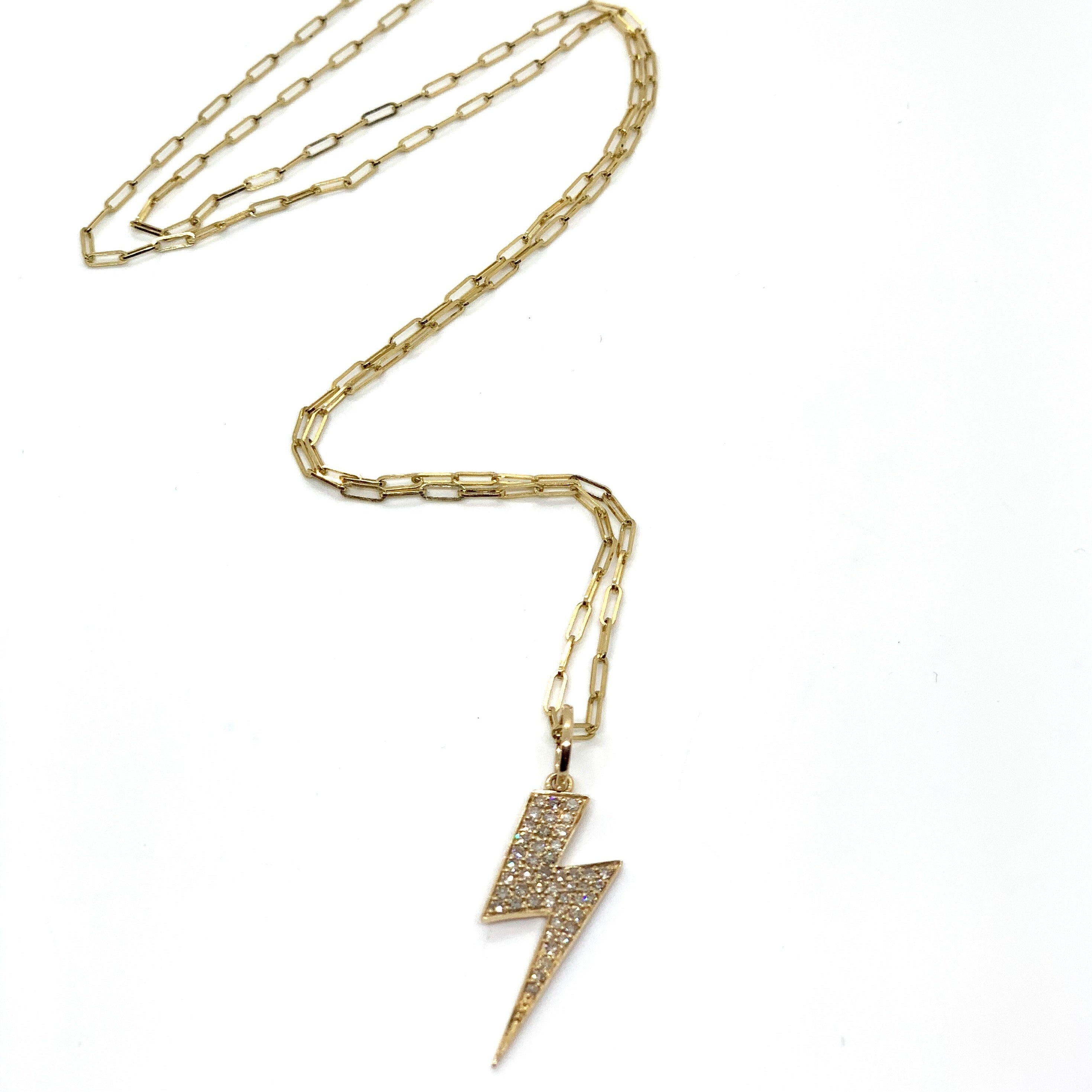 Pave Diamond Lightning Bolt Necklace