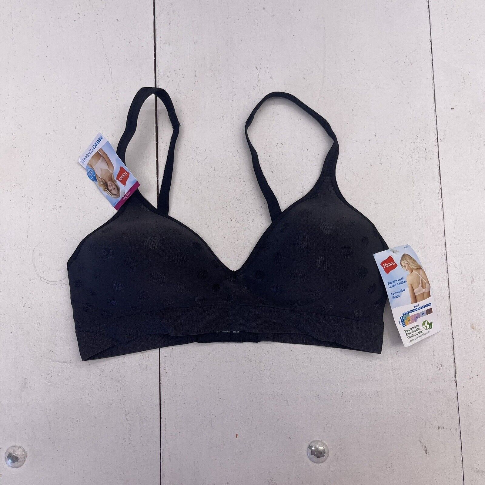 NEW Hanes B0820 Jogbra Seamless Wirefree Sports Bra Small Black