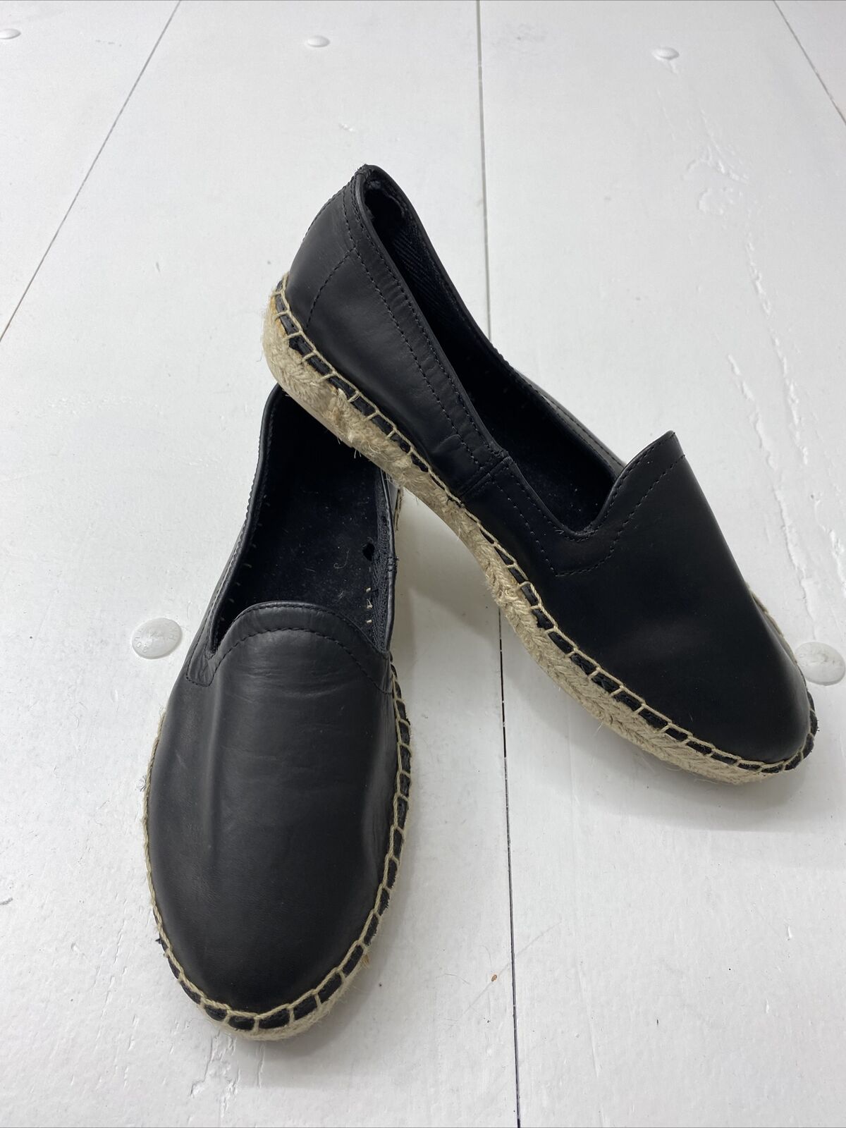 Gap Black Leather Espadrille Loafers Slip On Shoes Round Toe S - beyond exchange