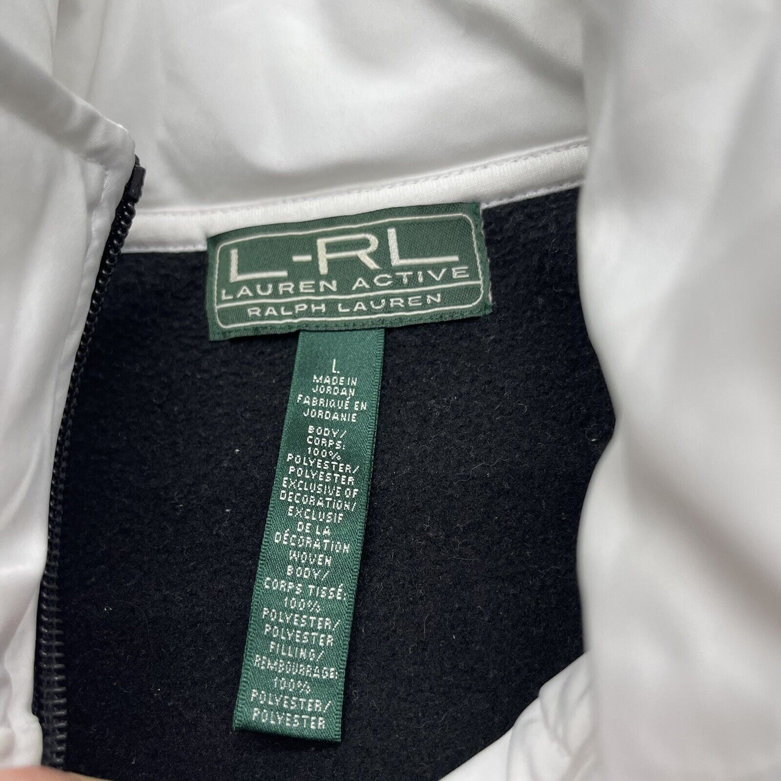 Lauren Active L-RL Ralph Lauren Black & White Quilted Fleece Jacket Si -  beyond exchange