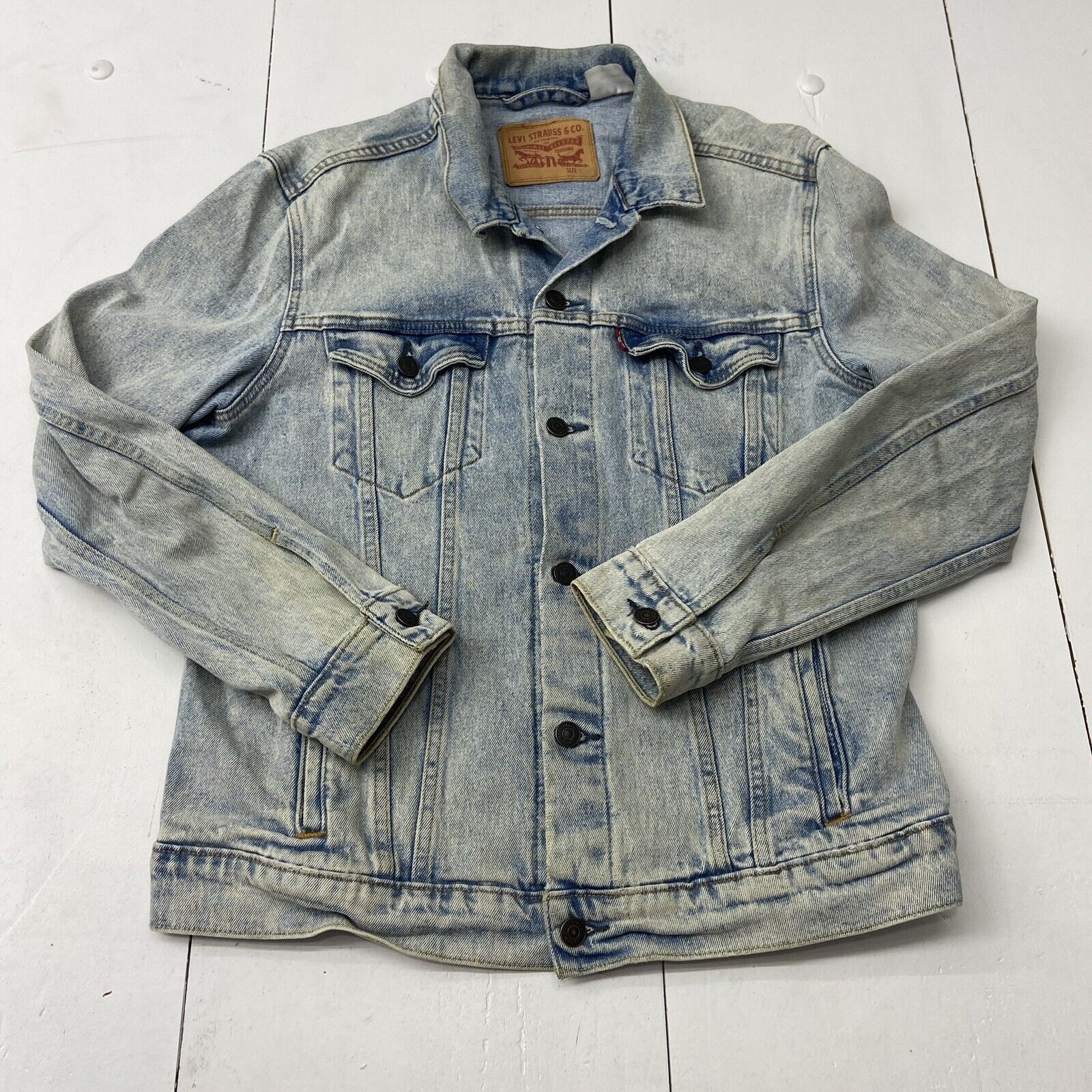 Vintage Levi's Blue Denim Acid Wash Distressed Jean Trucker Jacket Men -  beyond exchange