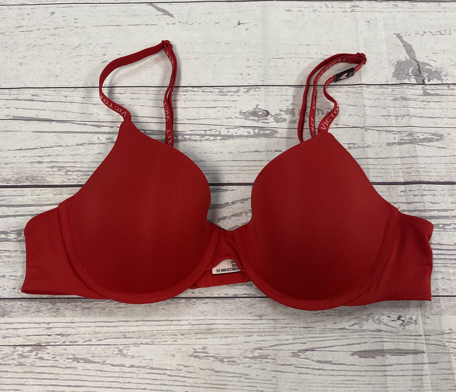 Victoria's Secret Red T Shirt Lightly Lined Logo Strap Wireless Bra 34B  Size undefined - $22 - From Jessica