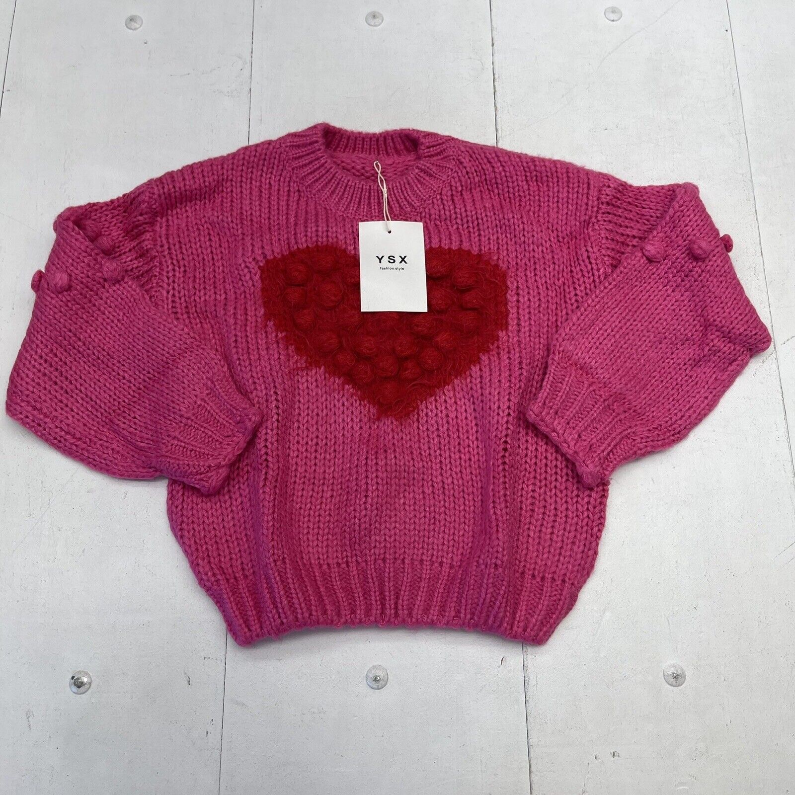LA Hearts Sea Breeze Cropped Sweater