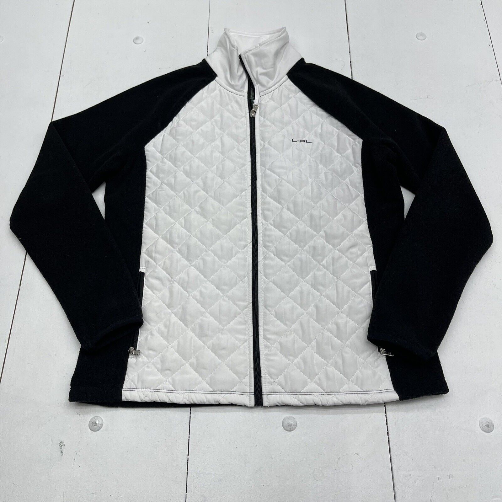Lauren Active L-RL Ralph Lauren Black & White Quilted Fleece Jacket Si -  beyond exchange