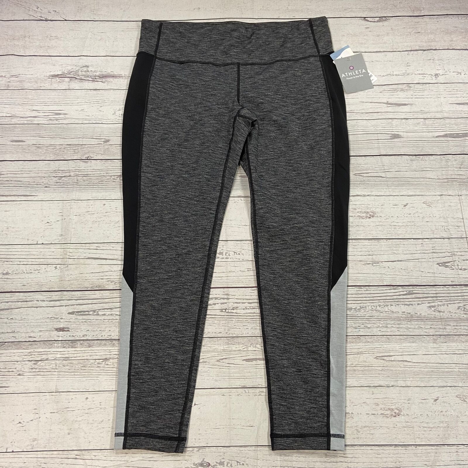 Athleta Chaturanga Black Rose Gold Zipper Active Leggings Women's Size -  beyond exchange