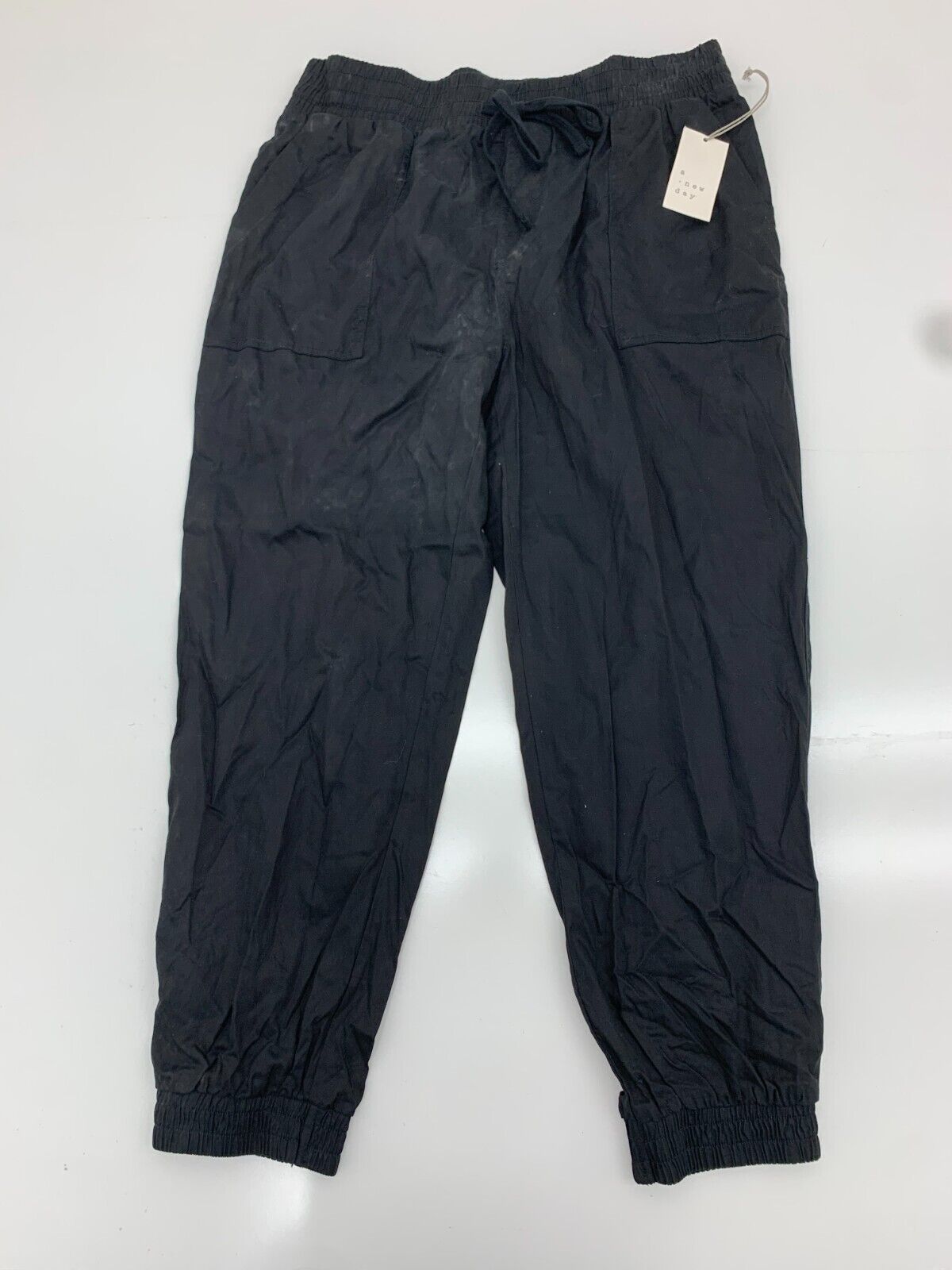 A New Day Size 2 Dress Pants Stretch Tapered Women Black Faux Back Pockets  EUC