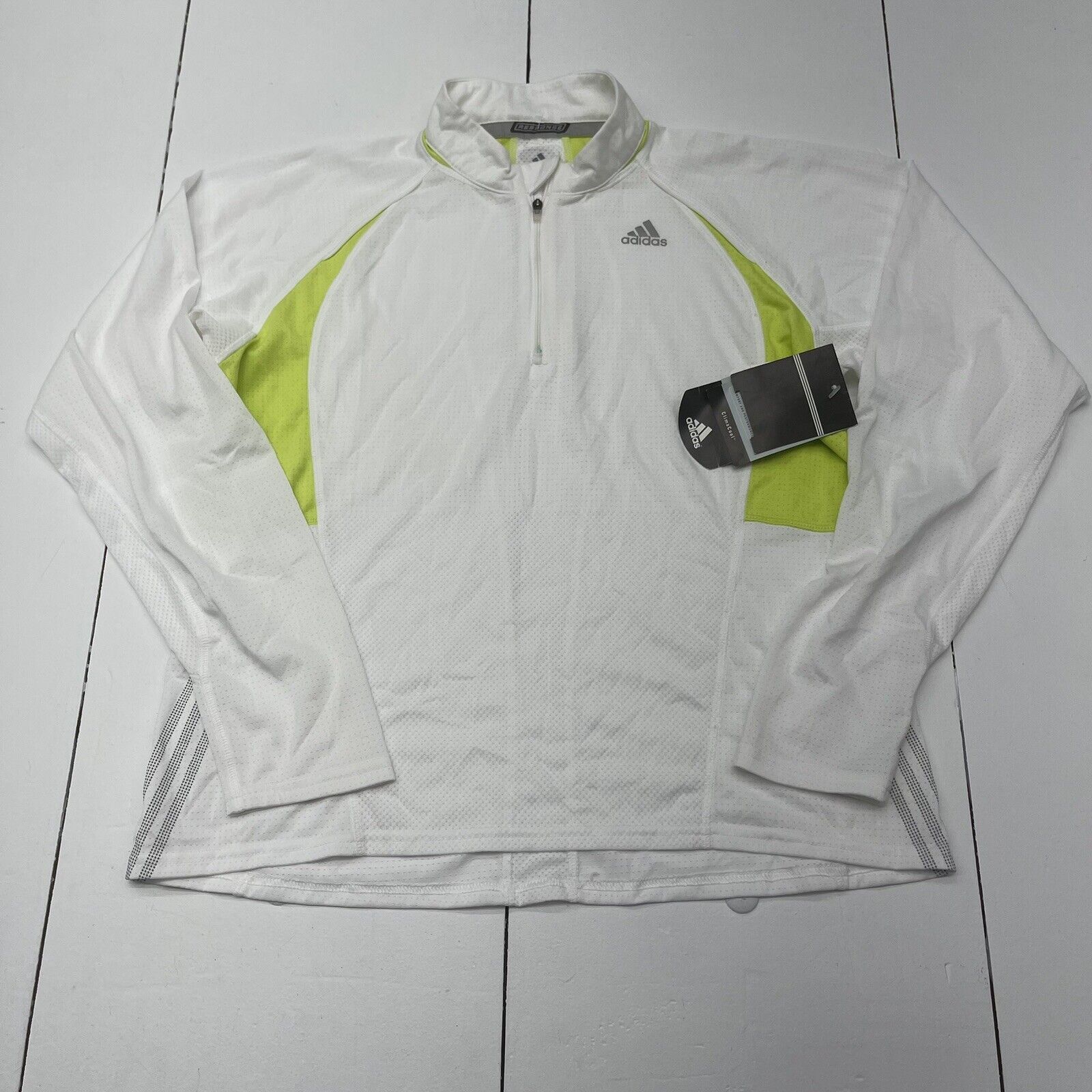 Adidas Climacool Response White green Long Sleeve 1/4 Zip Athletic Top - exchange