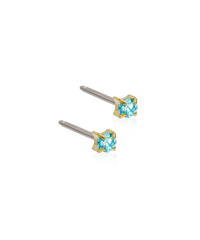 Oorknopjes van medical titanium van het merk Blomdahl met blauwe kristalletjes