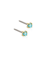 Ohrstecker aus medizinischem Titan der Marke Blomdahl mit blauen Kristallen