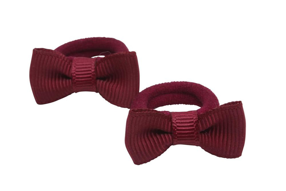 Rond en rond timmerman pakket Kleine elastiekjes met mini strikjes bordeaux rood – Staartjes en Strikjes