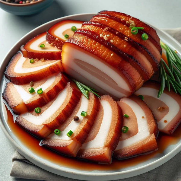 Different variations of chashu - a photo showing chashu with all it's richness in fats and deliciousness.