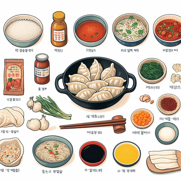 A list of ingredients for making gyoza