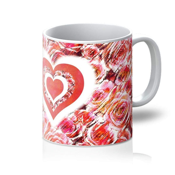 Textured Roses Love & Background Coral Amanya Design Mug