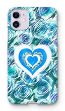 Load image into Gallery viewer, Phone &amp; Tablet Cases iPhone 11 / Snap / Gloss Textured Roses Love &amp; Background Blue Amanya Design Phone Case Prodigi